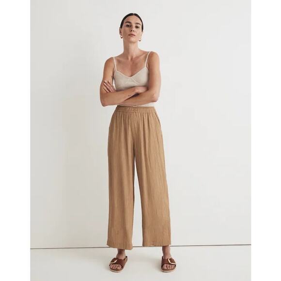 Madewell Pants - Madewell Crinkled Crepe Straight-Leg Crop Pants